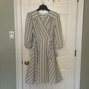 Calvin Klein striped mock wrap dress